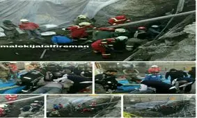 ریزش آوار و نجات دو کارگر جوان در میدان شکوفه