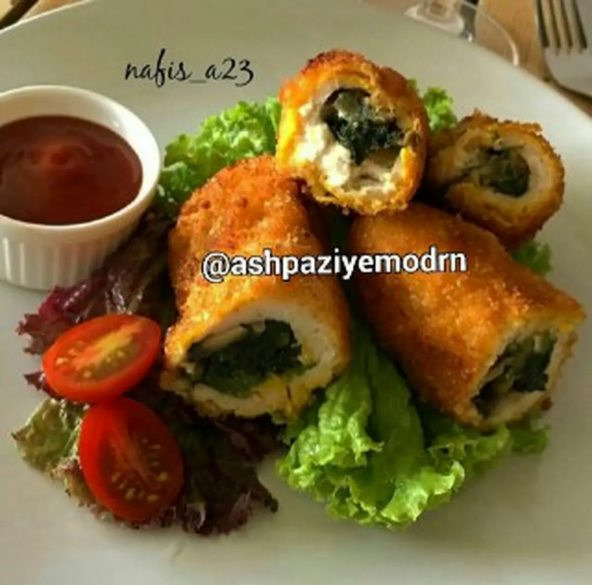 آموزش رول مرغ و اسفناج