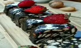 کیک یخچالی موزاییکی(بدون فر)