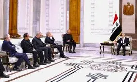 نحوه عجیب چیدمان نشستن لاریجانی در دیدار رئیس جمهور عراق/ ویدئو