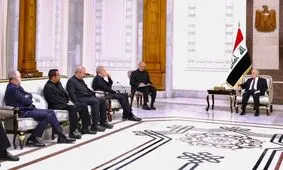 نحوه عجیب چیدمان نشستن لاریجانی در دیدار رئیس جمهور عراق/ ویدئو