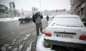 بارش برف همدان را سفیدپوش کرد