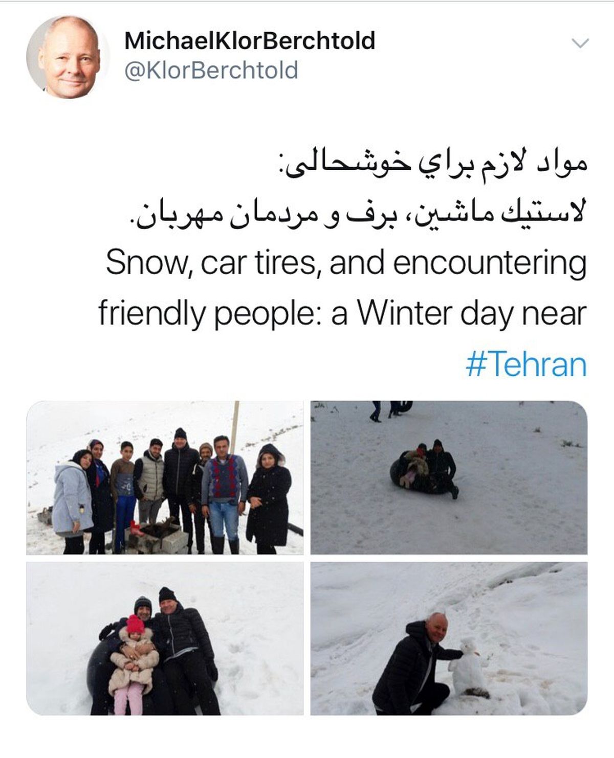 برف بازی سفیر آلمان در تهران