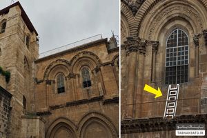 نردبان جنجال برانگیز در یک کلیسا