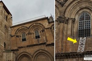 نردبان جنجال برانگیز در یک کلیسا