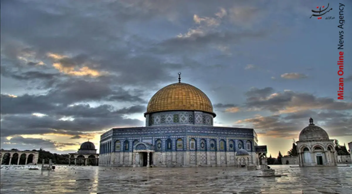 بارش باران در محوطه مسجد الاقصی+ویدئو