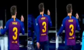 ژست جنجالی پیکه مقابل هواداران رئال