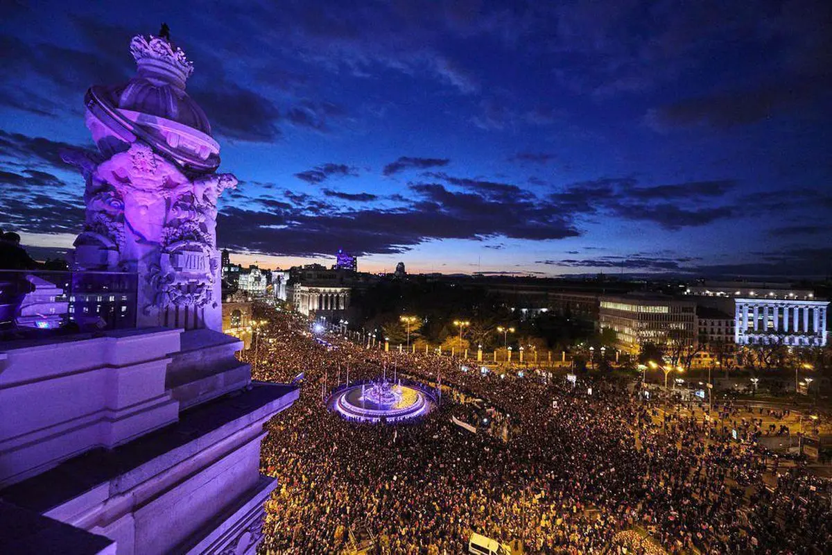 تظاهرات روز جهانی زن در شهر مادرید اسپانیا/ عکس