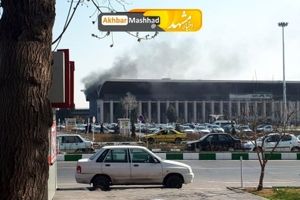 فیلمی از وقوع آتش سوزی در سالن اصلی ترمینال راه آهن مشهد