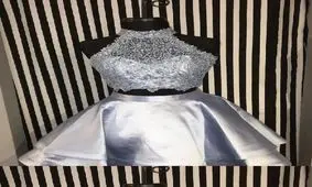 مدل لباس شب نقره ای رنگ و بلند کار شده + تصاویر