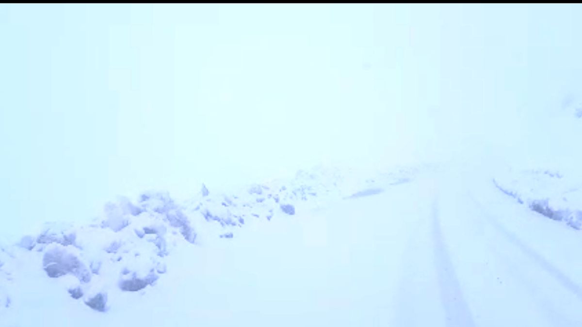 بارش برف و کولاک در گردنه ژالانه جاده سروآباد هورامان پاوه کرمانشاه+فیلم