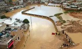 تصویر هوایی از محله سیل‌زده سعدیه در شیراز