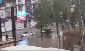 آبگرفتگی شدید در خیابان‌های شهر دزفول