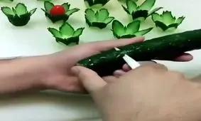 آموزش تزیین خیار به شکل گل برای دیزاین سالاد و بشقاب+ویدئو