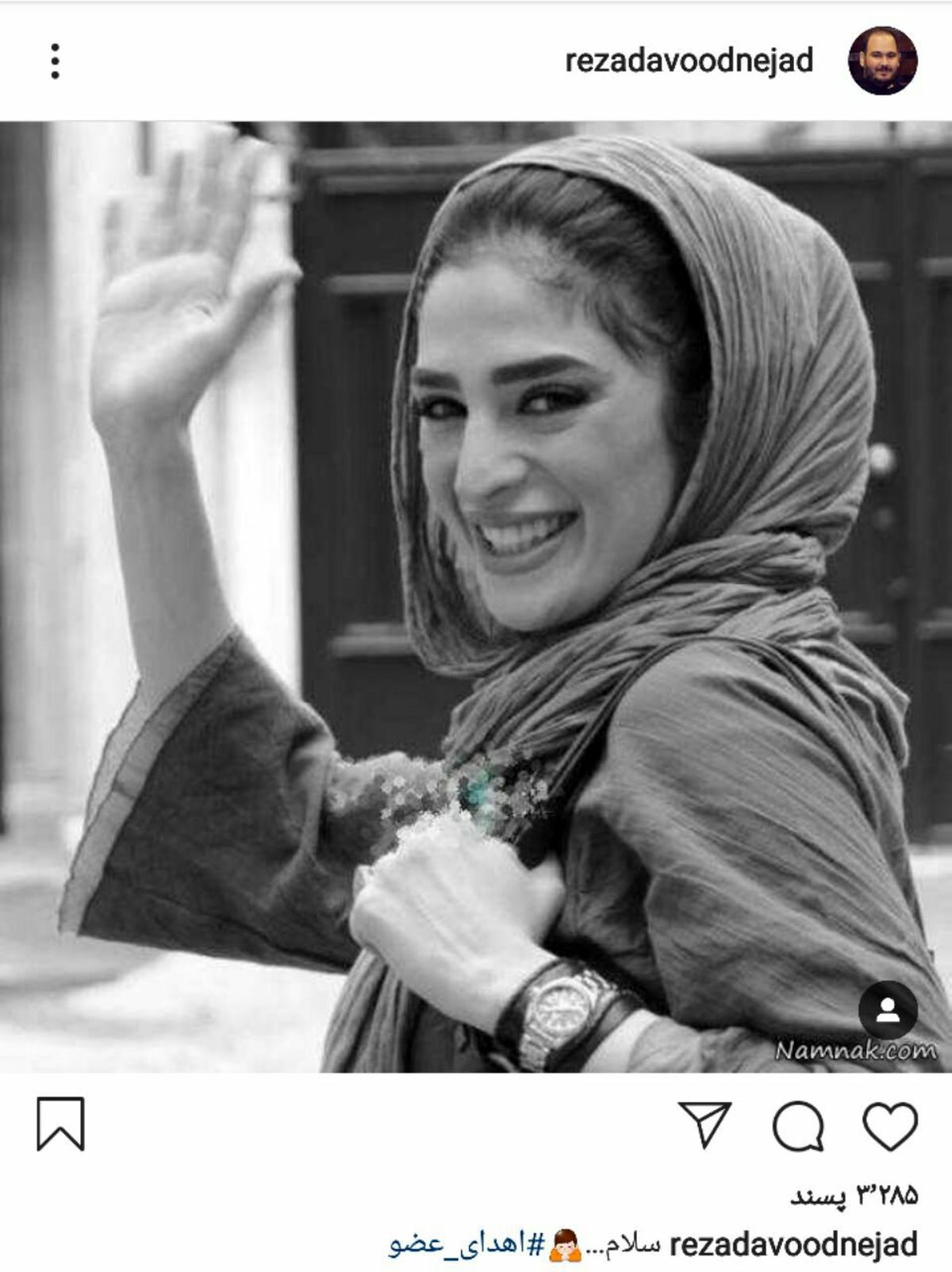 عکسی که با یاد عسل بدیعی رضا داوود نژاد منتشر کرد
