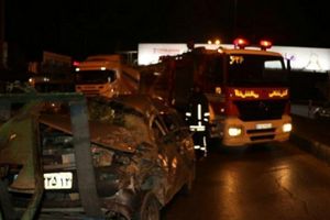 تصادف تیبا با تریلی در جاده نیشابور - مشهد