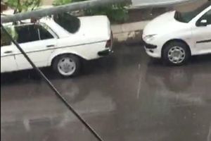 رگبار باران در بلوار معلم مشهد
