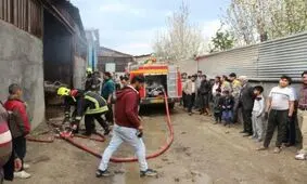 ویدئویی از آتش سوزی کارگاه مبل در مشهد