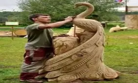 مجسمه های زیبا با تنه درخت