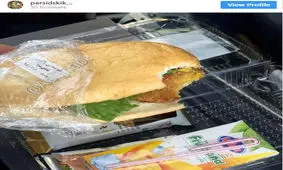 وعده غذایی فلافل در هواپیمای ایرانی/ عکس