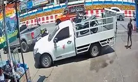 خوش شانسی یک مرد از له نشدن زیر چرخ‌های وانت + فیلم