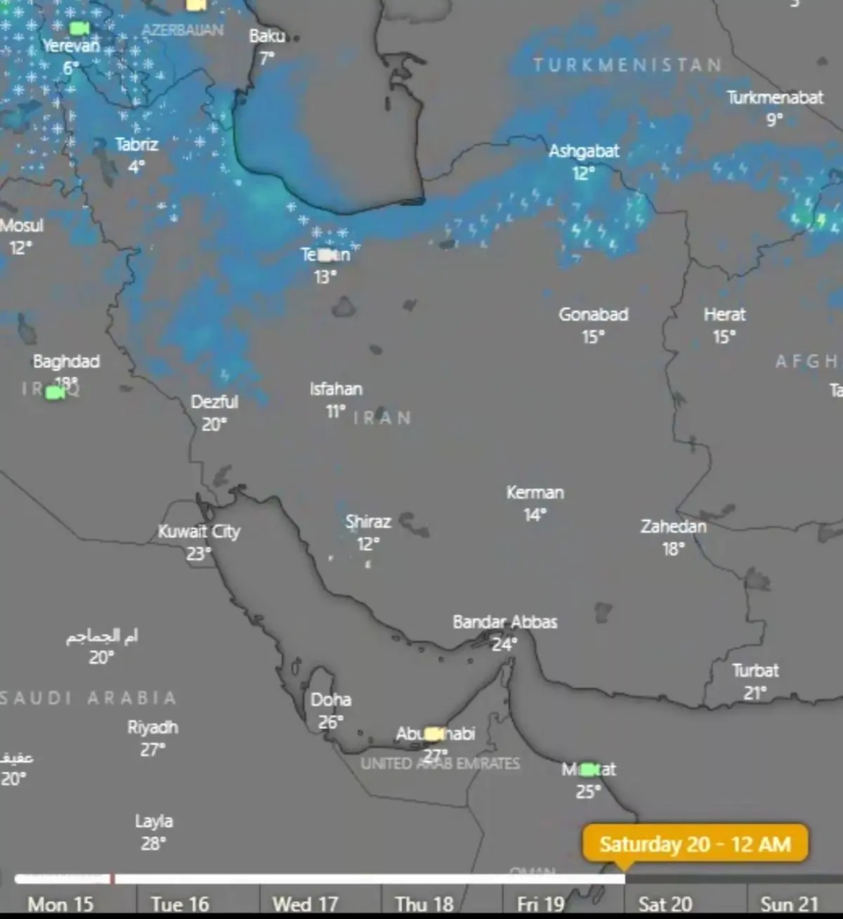 تصاویر ماهواره ای از وضعیت ابرهای آسمان ایران در یک هفته آینده+ویدئو