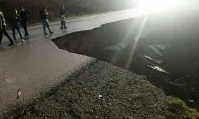 رانش بخشی از جاده مریانج به سولان در استان همدان