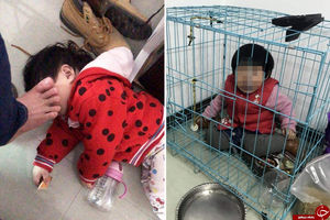 انداختن کودک ۲۰ ماهه در قفس سگ! + تصاویر