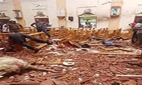 جنازه‌های باقی مانده در کلیسا پس از وقوع انفجار + فیلم