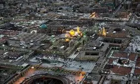 تصویر هوایی زیبا از فراز آسمان حرم رضوی