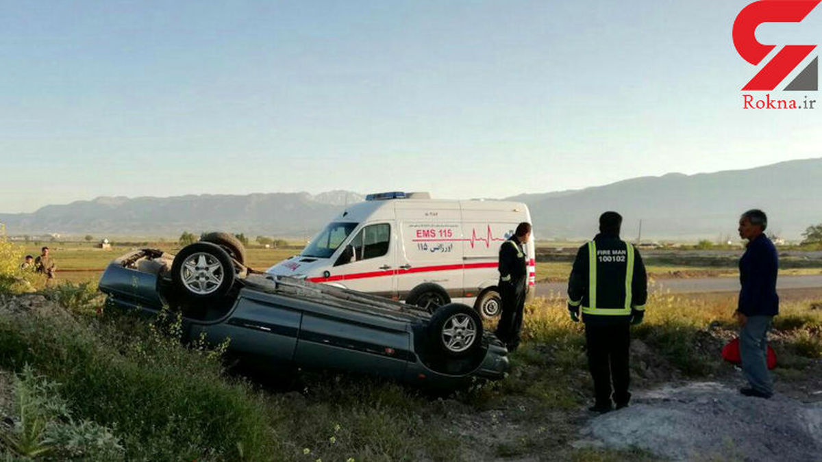 واژگونی پراید در جاده باغرود نیشابور