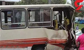 تصادف خونین سرویس مدرسه با دیوار