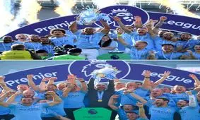 لحظه بالا بردن جام قهرمانی منچسترسیتی(ویدئو)