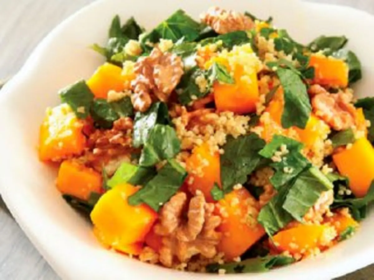 سالاد کدو حلوائی با اسفناج + دستور تهیه