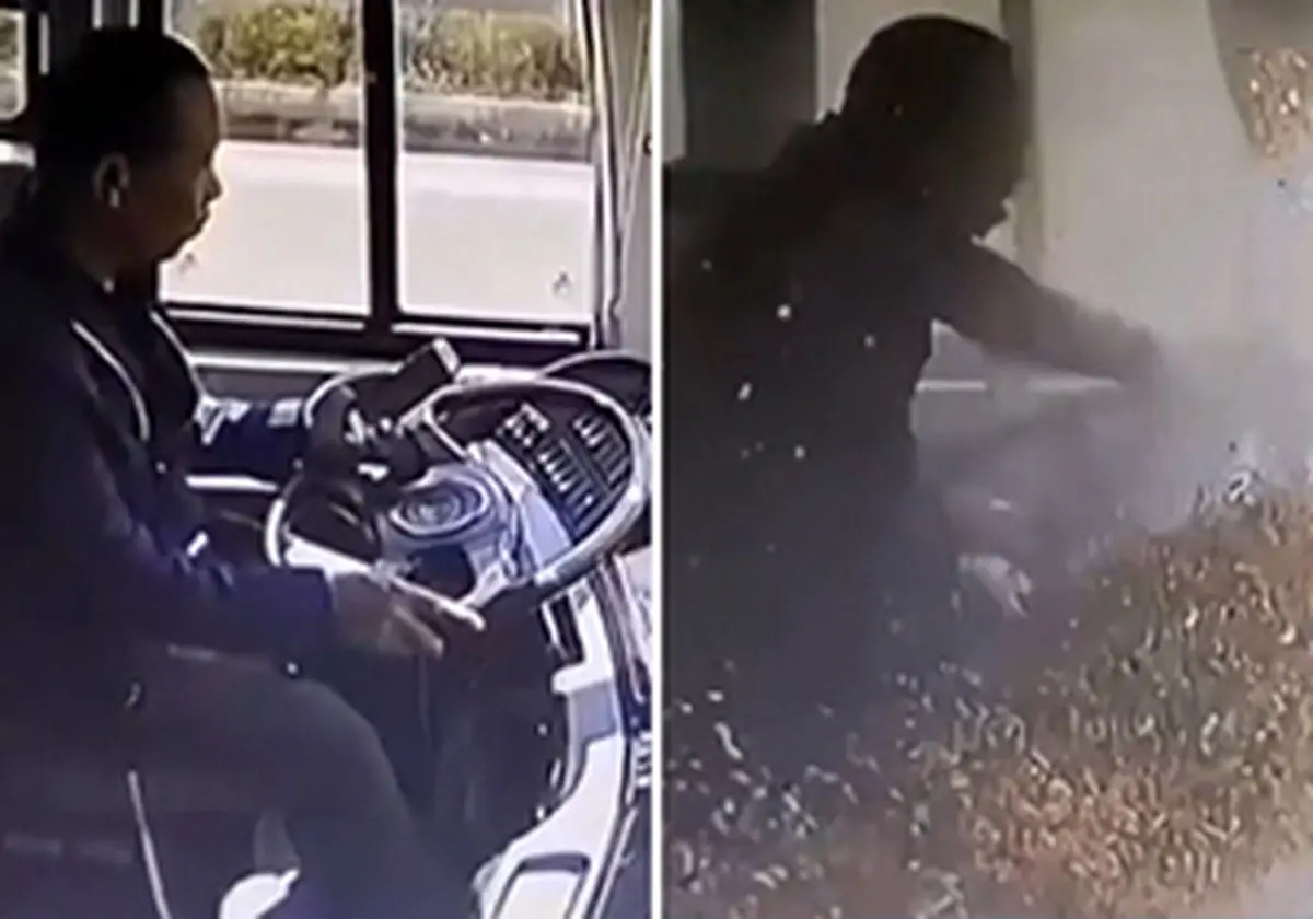 تصادف اتوبوس با کامیون ذرت + فیلم