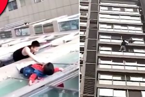 لحظه وحشتناک رفتن کودک به لبه پنجره طبقه ۱۳ آپارتمان +فیلم