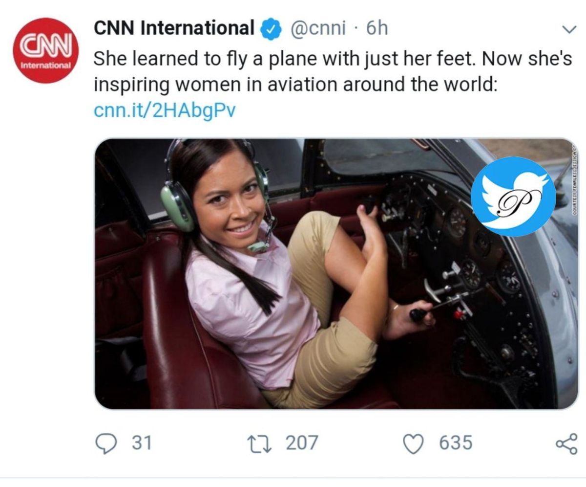 خلبانی یک زن بدون دست خبرساز شد!