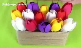 آموزش گل لاله با قاشق یکبار مصرف