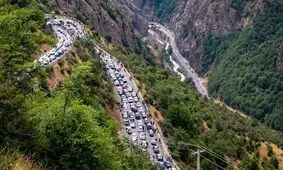 ترافیک سنگین در جاده کرج -چالوس

