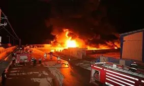 آتش سوزی در واحد تولیدی حریر پارچه الیاف