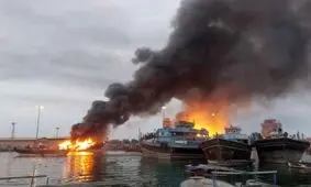 آتش سوزی یک فروند یدک کش در دهانه خور گناوه مهار شد