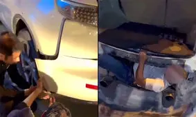 قاچاق انسان در سپر خودرو برای ورود به امارات/ ویدئو