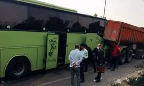 تصادف هولناک کامیون با 2 اتوبوس در جاده نیشابور