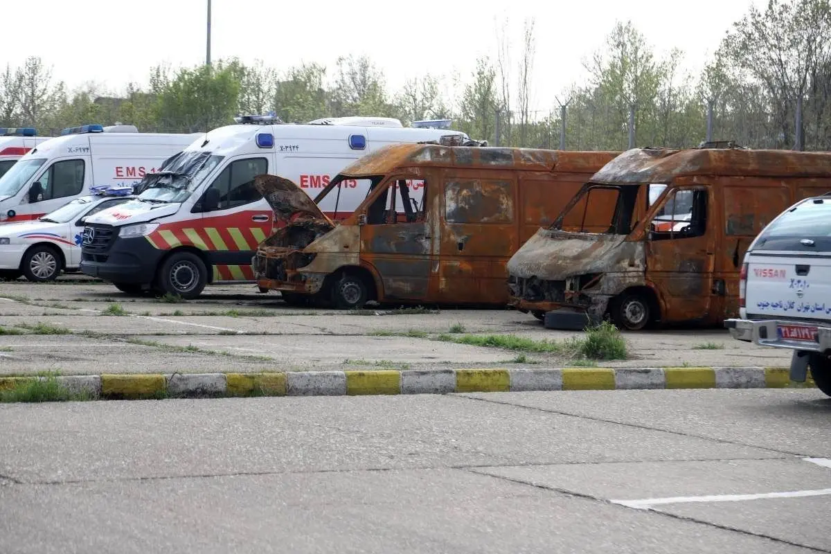 تصاویر آسیب به آمبولانس‌های اورژانس تهران در حملات آمریکا و رژیم صهیونیستی