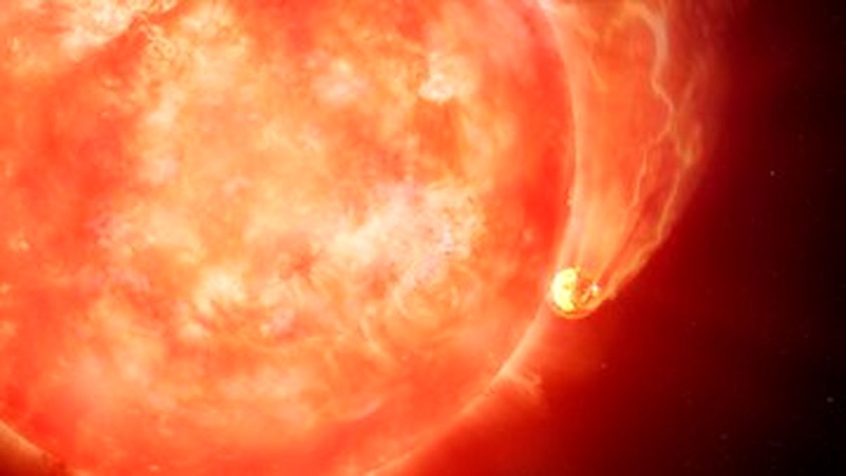 لحظه هولناک بلعیده شدن سیاره توسط یک ستاره غول پیکر