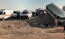 سقوط مینی بوس دانش آموزان به پل در ایوانکی 