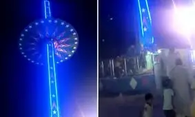 لحظه سقوط وحشتناک چرخ و فلک در پارک/ ویدئو