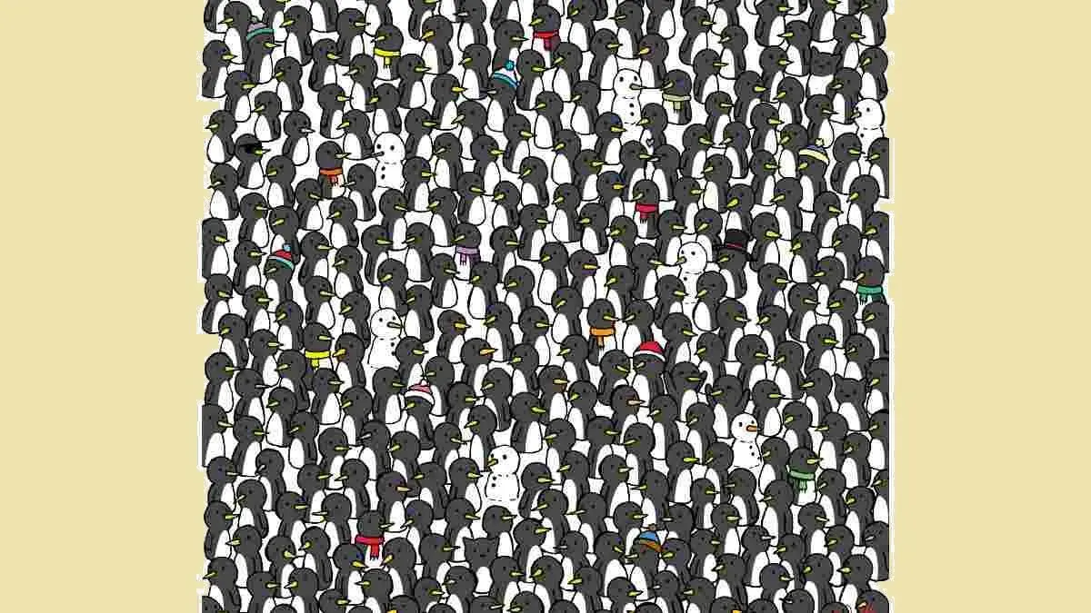 تست بینایی/  گربه حریص را که بین پنگوئن‌ها پنهان شده‌اند را پیدا کنید