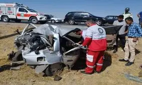 نصف شدن خودروی دنا بعد از تصادف/ عکس

