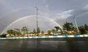  پدیده نادر تشکیل ۲  رنگین‌کمان همزمان در بادرود/عکس